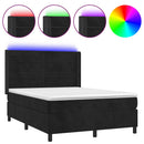 vidaXL fekete bársony rugós és LED-es ágy matraccal 140x190 cm