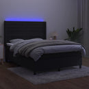 vidaXL fekete bársony rugós és LED-es ágy matraccal 140x190 cm