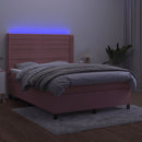 vidaXL rózsaszín bársony rugós és LED-es ágy matraccal 140x190 cm