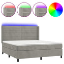 vidaXL világosszürke bársony rugós és LED-es ágy matraccal 160x200 cm