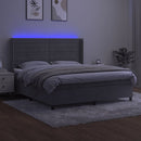 vidaXL világosszürke bársony rugós és LED-es ágy matraccal 160x200 cm