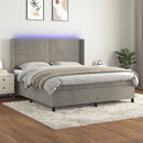 vidaXL világosszürke bársony rugós és LED-es ágy matraccal 160x200 cm