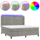 vidaXL világosszürke bársony rugós és LED-es ágy matraccal 180x200 cm