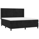 vidaXL fekete bársony rugós és LED-es ágy matraccal 180x200 cm