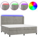 vidaXL világosszürke bársony rugós és LED-es ágy matraccal 200x200 cm