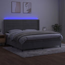 vidaXL világosszürke bársony rugós és LED-es ágy matraccal 200x200 cm