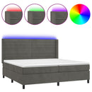 vidaXL sötétszürke bársony rugós és LED-es ágy matraccal 200x200 cm