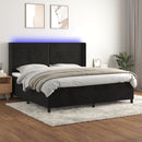vidaXL fekete bársony rugós és LED-es ágy matraccal 200x200 cm