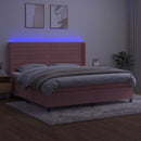 vidaXL rózsaszín bársony rugós és LED-es ágy matraccal 200x200 cm