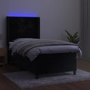 vidaXL fekete bársony rugós és LED-es ágy matraccal 80 x 200 cm