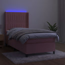 vidaXL rózsaszín bársony rugós és LED-es ágy matraccal 80 x 200 cm