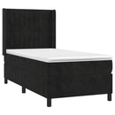 vidaXL fekete bársony rugós és LED-es ágy matraccal 90x200 cm