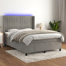 vidaXL világosszürke bársony rugós és LED-es ágy matraccal 140x200 cm