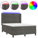 vidaXL sötétszürke bársony rugós és LED-es ágy matraccal 140x200 cm