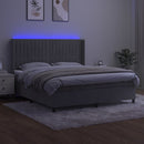 vidaXL világosszürke bársony rugós és LED-es ágy matraccal 160x200 cm