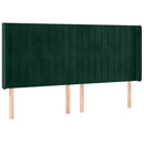 vidaXL sötétzöld bársony rugós és LED-es ágy matraccal 160x200 cm