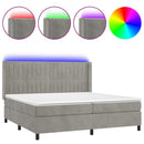vidaXL világosszürke bársony rugós és LED-es ágy matraccal 200x200 cm