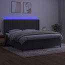 vidaXL sötétszürke bársony rugós és LED-es ágy matraccal 200x200 cm