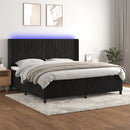 vidaXL fekete bársony rugós és LED-es ágy matraccal 200x200 cm