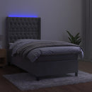 vidaXL világosszürke bársony rugós és LED-es ágy matraccal 80 x 200 cm