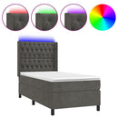 vidaXL sötétszürke bársony rugós és LED-es ágy matraccal 80 x 200 cm
