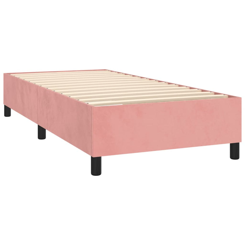 vidaXL rózsaszín bársony rugós és LED-es ágy matraccal 80 x 200 cm