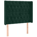 vidaXL sötétzöld bársony rugós és LED-es ágy matraccal 90x190 cm