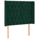 vidaXL sötétzöld bársony rugós és LED-es ágy matraccal 90x200 cm