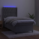 vidaXL világosszürke bársony rugós és LED-es ágy matraccal 100x200 cm