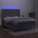 vidaXL világosszürke bársony rugós és LED-es ágy matraccal 140x190 cm