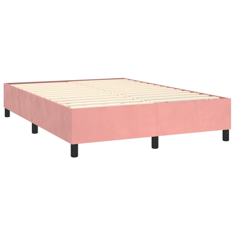 vidaXL rózsaszín bársony rugós és LED-es ágy matraccal 140x190 cm