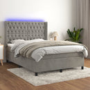 vidaXL világosszürke bársony rugós és LED-es ágy matraccal 140x200 cm