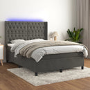 vidaXL sötétszürke bársony rugós és LED-es ágy matraccal 140x200 cm