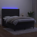 vidaXL fekete bársony rugós és LED-es ágy matraccal 140x200 cm
