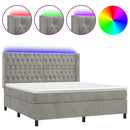 vidaXL világosszürke bársony rugós és LED-es ágy matraccal 160x200 cm
