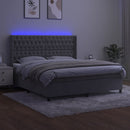 vidaXL világosszürke bársony rugós és LED-es ágy matraccal 180x200 cm