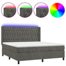 vidaXL sötétszürke bársony rugós és LED-es ágy matraccal 180x200 cm
