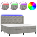 vidaXL világosszürke bársony rugós és LED-es ágy matraccal 200x200 cm