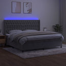 vidaXL világosszürke bársony rugós és LED-es ágy matraccal 200x200 cm