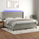 vidaXL világosszürke bársony rugós és LED-es ágy matraccal 200x200 cm