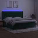 vidaXL sötétzöld bársony rugós és LED-es ágy matraccal 200x200 cm