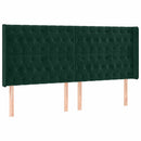 vidaXL sötétzöld bársony rugós és LED-es ágy matraccal 200x200 cm