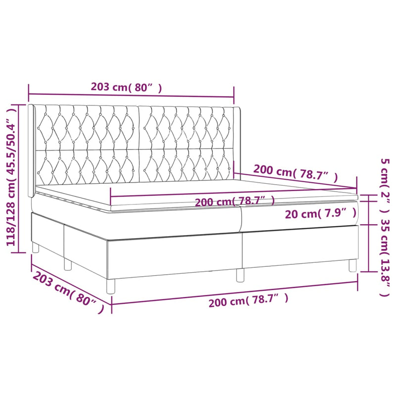 vidaXL rózsaszín bársony rugós és LED-es ágy matraccal 200x200 cm