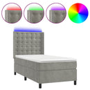 vidaXL világosszürke bársony rugós és LED-es ágy matraccal 80 x 200 cm