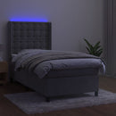vidaXL világosszürke bársony rugós és LED-es ágy matraccal 80 x 200 cm
