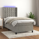 vidaXL világosszürke bársony rugós és LED-es ágy matraccal 80 x 200 cm
