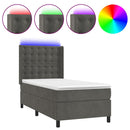 vidaXL sötétszürke bársony rugós és LED-es ágy matraccal 80 x 200 cm