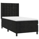 vidaXL fekete bársony rugós és LED-es ágy matraccal 80 x 200 cm