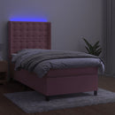 vidaXL rózsaszín bársony rugós és LED-es ágy matraccal 80 x 200 cm