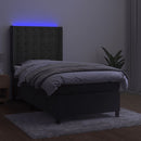 vidaXL sötétszürke bársony rugós és LED-es ágy matraccal 90x200 cm
